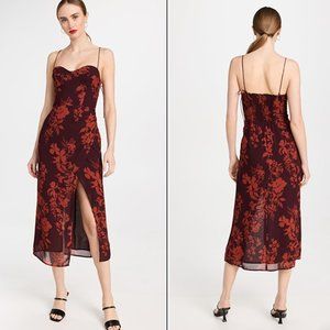 Reformation Burgundy Floral Midi Dress